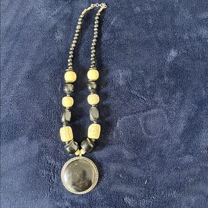 Vintage Black and Cream Beaded Necklace